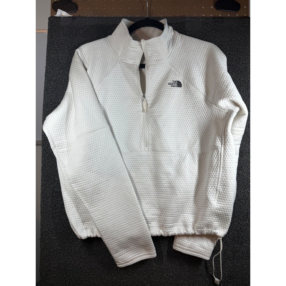 The North Face Pullover Jacket Womens S White Textured Waffle Quarter Zip